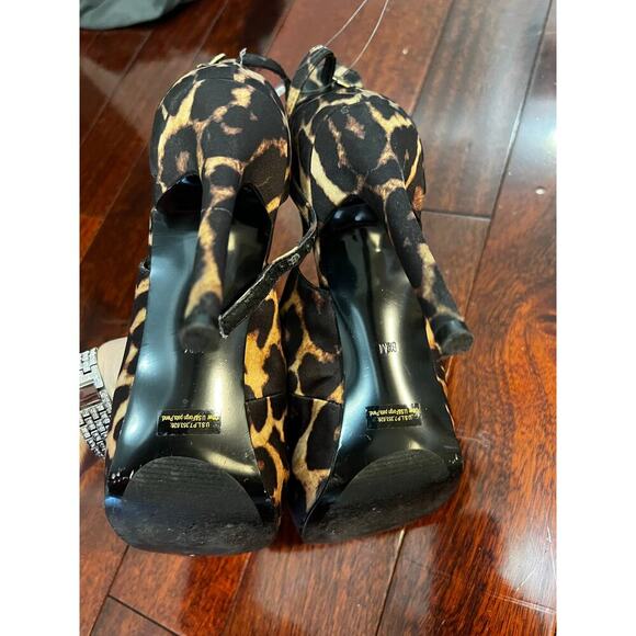 Guess leopard print peep toe high heels size 8.5 - Picture 4 of 7